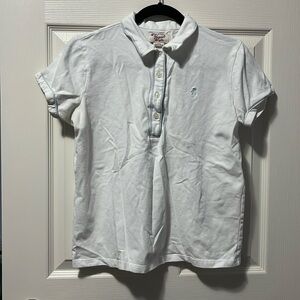 Women's Penguin Polo-Style Top Business Casual White Collared Neutral Office LG